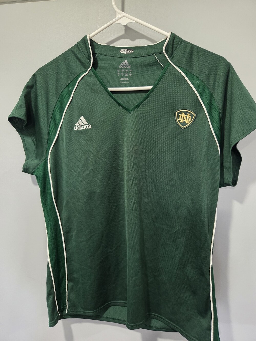Adidas ClimaCool Womens Notre Dame Fighting Irish T-Shirt Top Soccer Running Lar